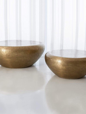 Global Views Goa Cocktail Table Antique Brass