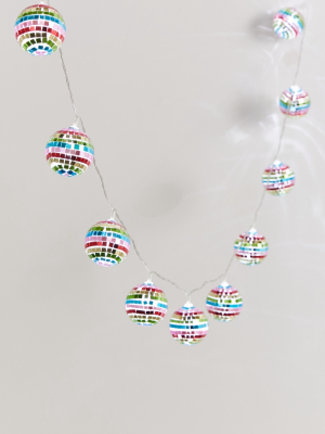 Rainbow Disco Ball String Lights