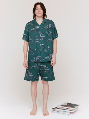 Men’s Pyjama Shorts Bocas Print Green
