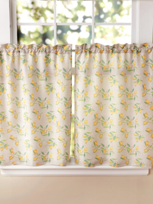 Lakeside Lemon Twist Half Window Curtain Tier Set For The Bathroom And Kitchen