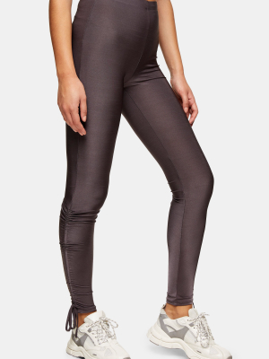 Plum Ruched Slinky Leggings