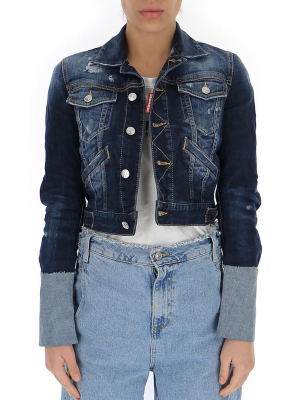 Dsquared2 Distressed Cropped Denim Jacket