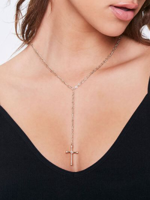 Cross Charm Drop Necklace