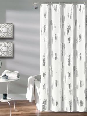 Pineapple Toss Shower Curtain Single Silver - Lush Décor