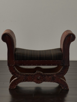 Leather And Horsehair Foot Stool