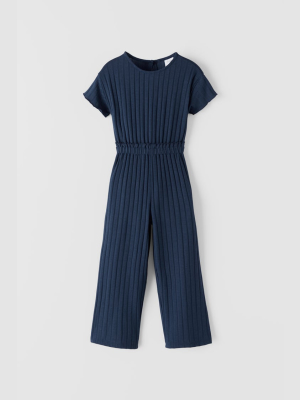 Ruffly Elastic Trim Flowy Jumpsuit