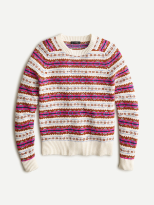 Striped Fair Isle Crewneck Sweater