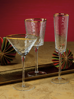 Aperitivo Triangular Stemware - Clear W/ Gold Rim