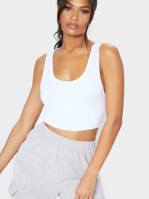 Basic White Scoop Neck Jersey Vest Top