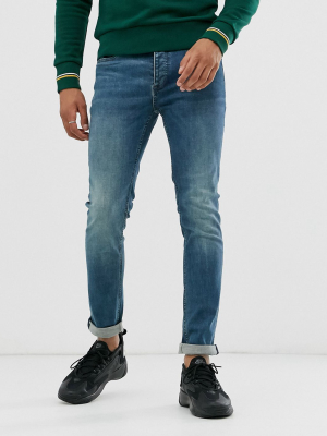 Topman Skinny Jeans In Blue Wash