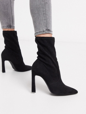 Miss Selfridge Heeled Sock Boots In Black