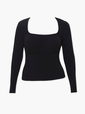 Plus Ruched Long-sleeve Top