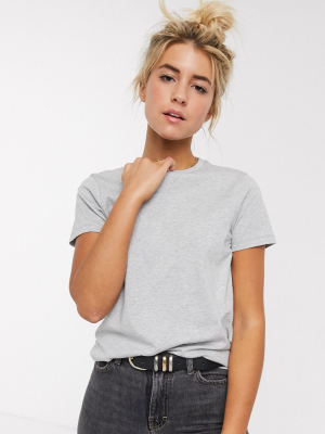 Asos Design Ultimate Organic Cotton Crew Neck T-shirt In Gray Marl