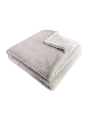 50"x60" Audrey Faux Fur Throw Blanket Vapor Gray - Better Living