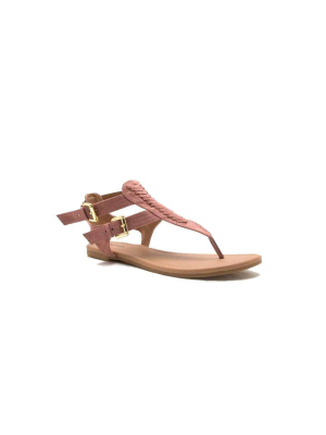 Qupid Shoes Archer Gladiator Thong Sandal In Mauve Archer-245 Mauve