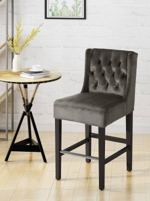 26" Leander Modern Velvet Counter Height Barstool - Christopher Knight Home