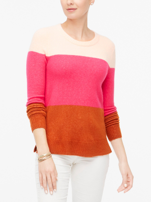 Colorblock Crewneck Sweater In Extra-soft Yarn