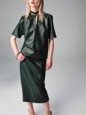Esther Grosgrain-detailed Leather Top