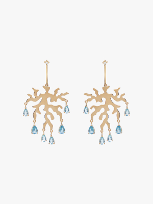 Diamond & Aquamarine Coral Drop Earrings