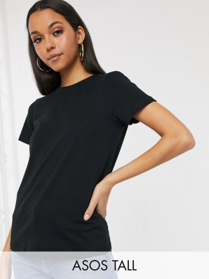 Asos Design Tall Ultimate Organic Cotton Crew Neck T-shirt In Black