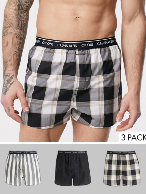 Calvin Klein Ck One 3 Pack Slim Fit Woven Boxers