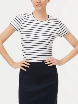 Striped Fine-rib Crewneck Tee