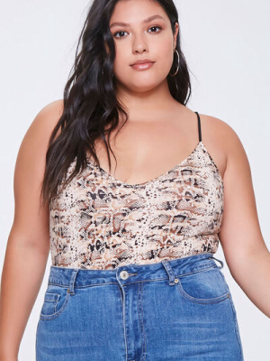 Plus Size Snake Print Bodysuit