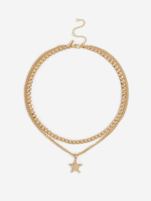 **star Charm Gold Multirow Necklace