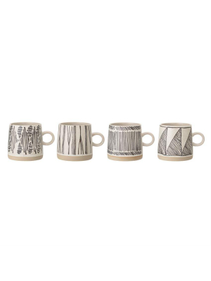 Embossed Stoneware Mug Set