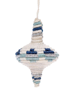 Handwoven Baskets By Blu Diamond Shape Blue Metallic Ornament