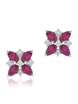 Ruby & Diamond White Gold Earrings