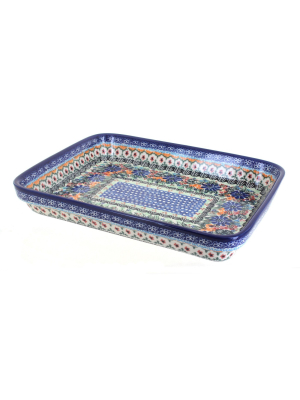 Blue Rose Polish Pottery Ashley Large Rectangular Baker