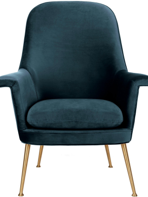 Aimee Velvet Arm Chair - Navy - Safavieh.