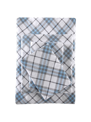 Inverness Angle Flannel Sheet Set (queen) Blue