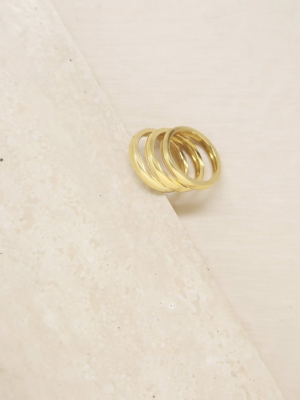 Back To Basics 18k Gold Plated Ring Set Of 3