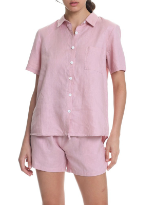 Resort Linen Shirt In Powder Pink