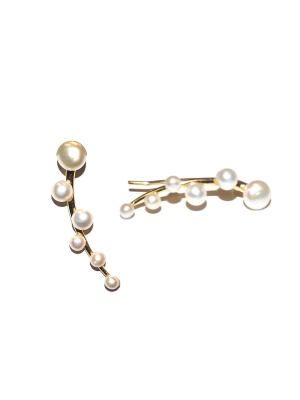 Sterling Pearl Crawler Earring