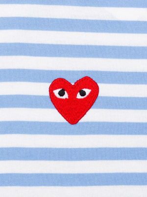 Comme Des Garcons Play Pastelle Striped L/s Shirt - Blue