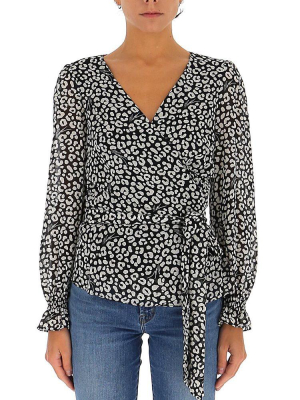 Michael Michael Kors Printed Wrap Blouse