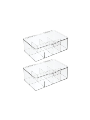 Mdesign Stackable Plastic Tea Bag Organizer Kitchen Storage Box - 2 Pack