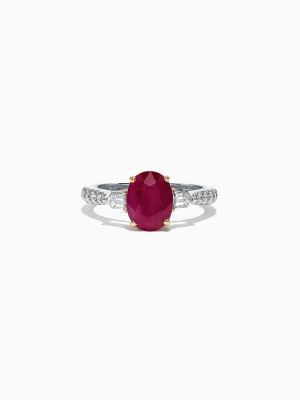 Effy Ruby Royale 14k White Gold Ruby And Diamond Ring, 2.49 Tcw