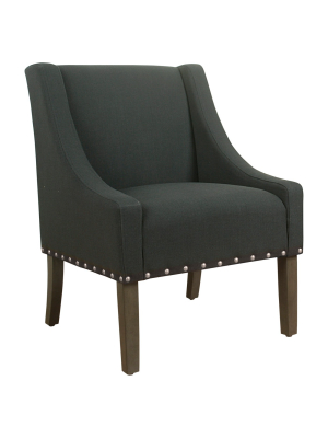 Modern Swoop Accent Chair With Nailhead Trim - Homepop