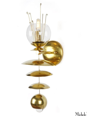 Brass Fleurish Sconce With Glass
