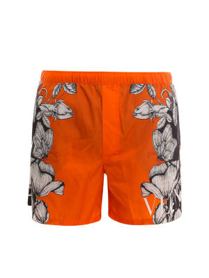 Valentino Dark Blooming Print Swim Shorts