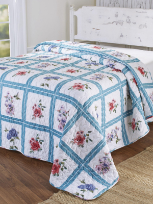 Lakeside Floral Bedspread With Vintage Country Spring Flower Print