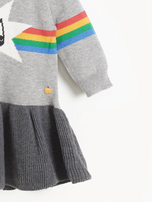 Bonnie Mob Maggie Dress - Rainbow Music Intarsia Grey