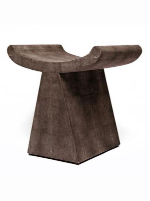 Annika Stool Dark Mushroom Faux Shagreen