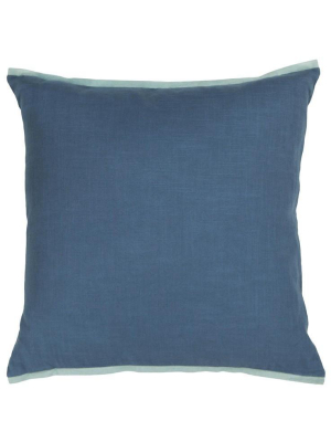 Handmade Contemporary Pillow, Blue W/ Light Blue Edge