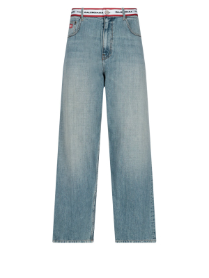 Balenciaga Logo Waistband Straight-leg Jeans