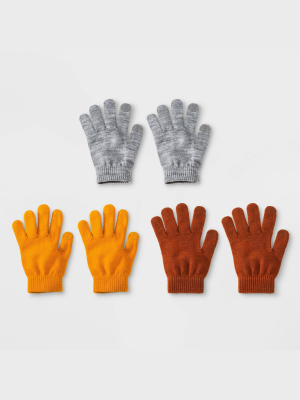 Women's 3pk Magic Gloves - Wild Fable™ Gray/yellow/brown One Size